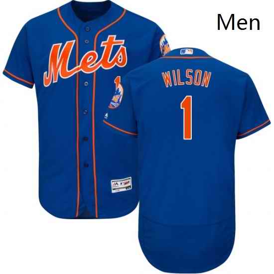Mens Majestic New York Mets 1 Mookie Wilson Royal Blue Alternate Flex Base Authentic Collection MLB Jersey